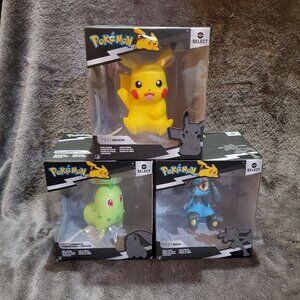 Set of 3 Pokemon Jazwares Pikachu Chikorita Riolu Series 4